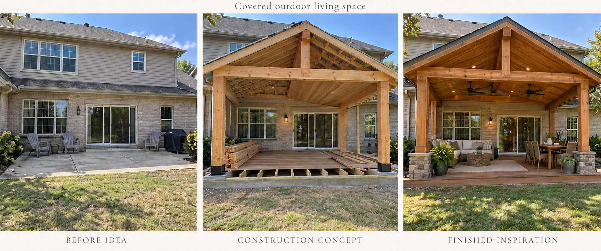 Covered outdoor living design concept sequence